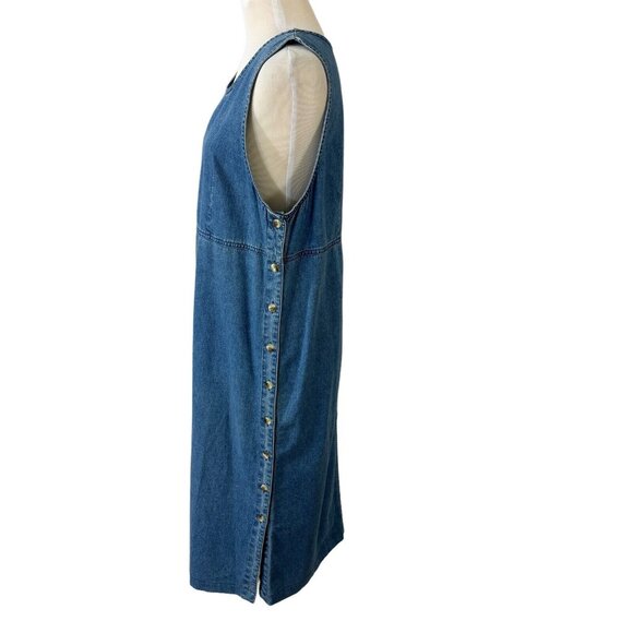 Original TY Wear Blue Denim Dress Size 12 Modest Long Side Button Jumper - Picture 5 of 7